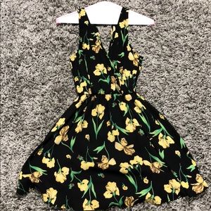 Lush Dresses - black mini dress with yellow flower design Lush Dresses - black mini dress with yellow flower design
